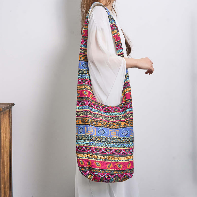 Buddha Stones Kolorowe Paski Bawełniana Torba Crossbody Torba Na Ramię