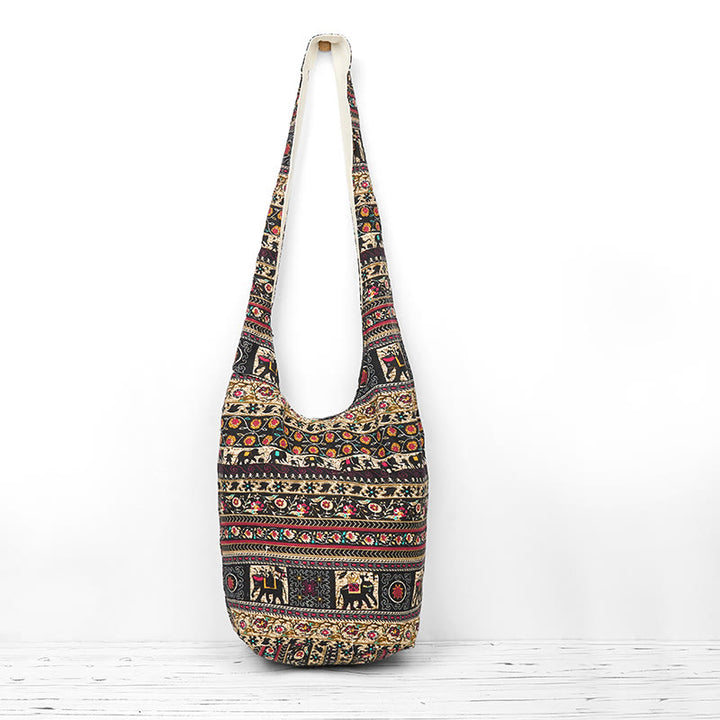 Torebka na ramię z bawełny Buddha Stones Elephant Stripes Crossbody