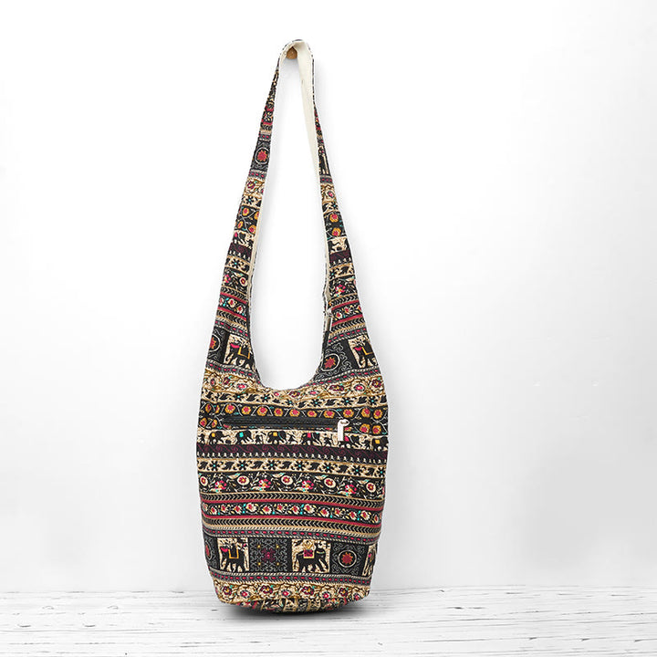 Torebka na ramię z bawełny Buddha Stones Elephant Stripes Crossbody