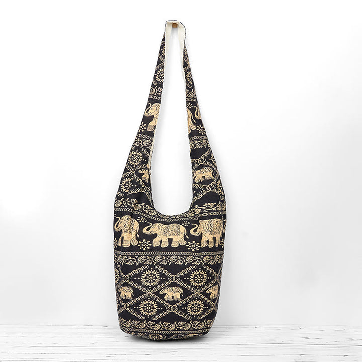 Torebka na ramię z bawełny Buddha Stones Elephant Stripes Crossbody