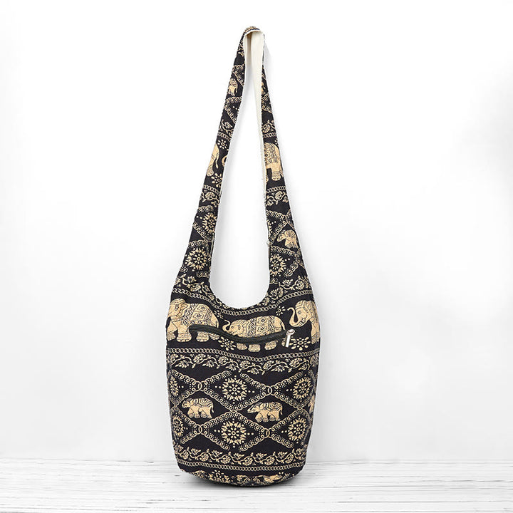 Torebka na ramię z bawełny Buddha Stones Elephant Stripes Crossbody