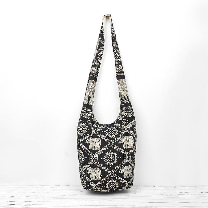 Torebka na ramię z bawełny Buddha Stones Elephant Stripes Crossbody