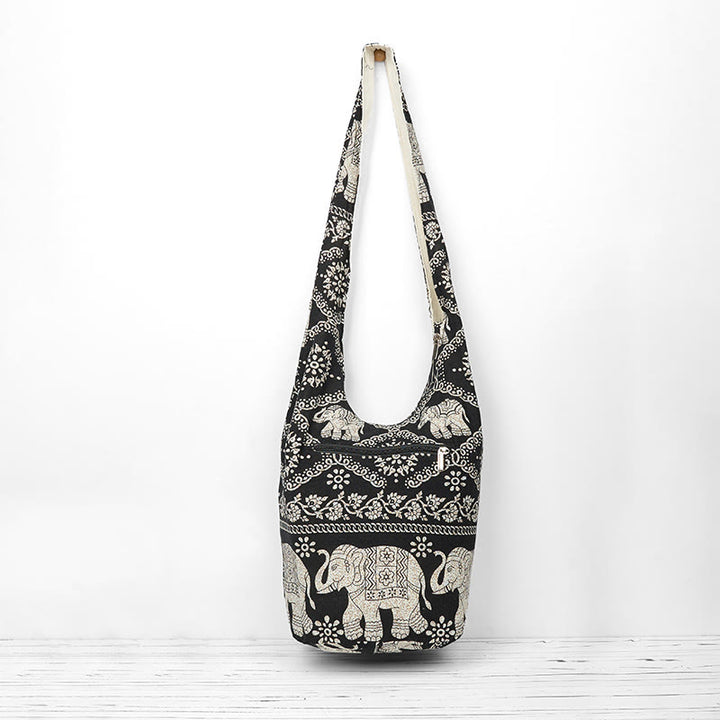Torebka na ramię z bawełny Buddha Stones Elephant Stripes Crossbody