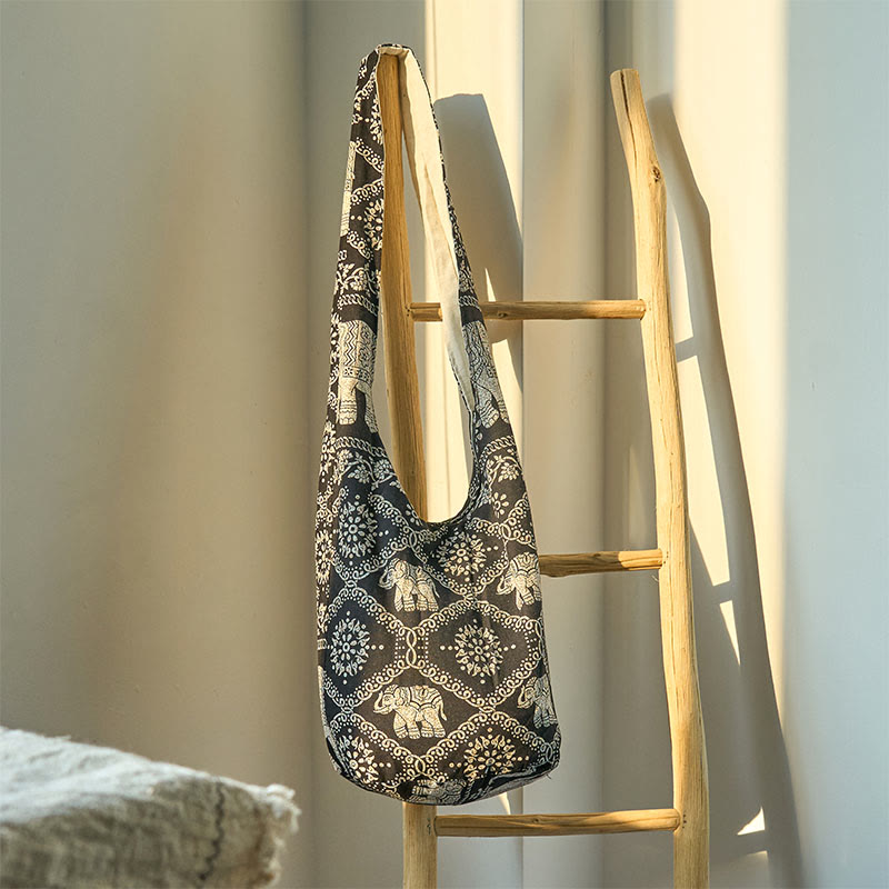 Torebka na ramię z bawełny Buddha Stones Elephant Stripes Crossbody