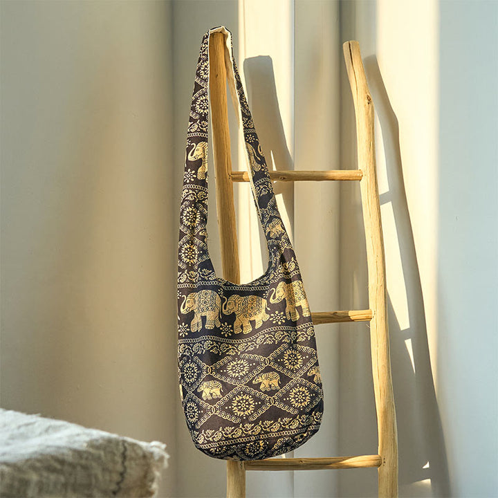 Torebka na ramię z bawełny Buddha Stones Elephant Stripes Crossbody