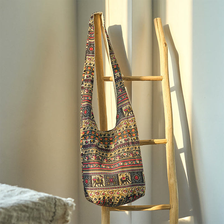 Torebka na ramię z bawełny Buddha Stones Elephant Stripes Crossbody