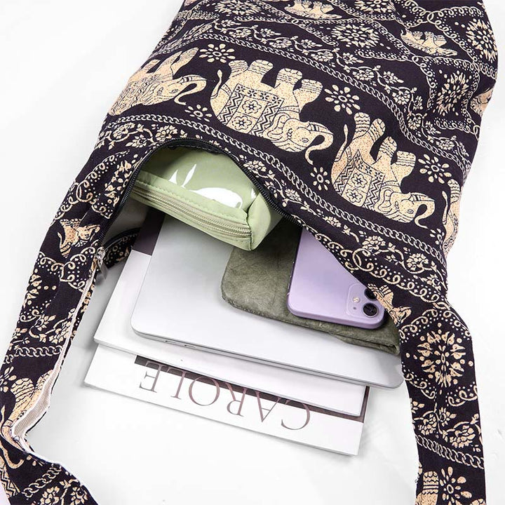 Torebka na ramię z bawełny Buddha Stones Elephant Stripes Crossbody