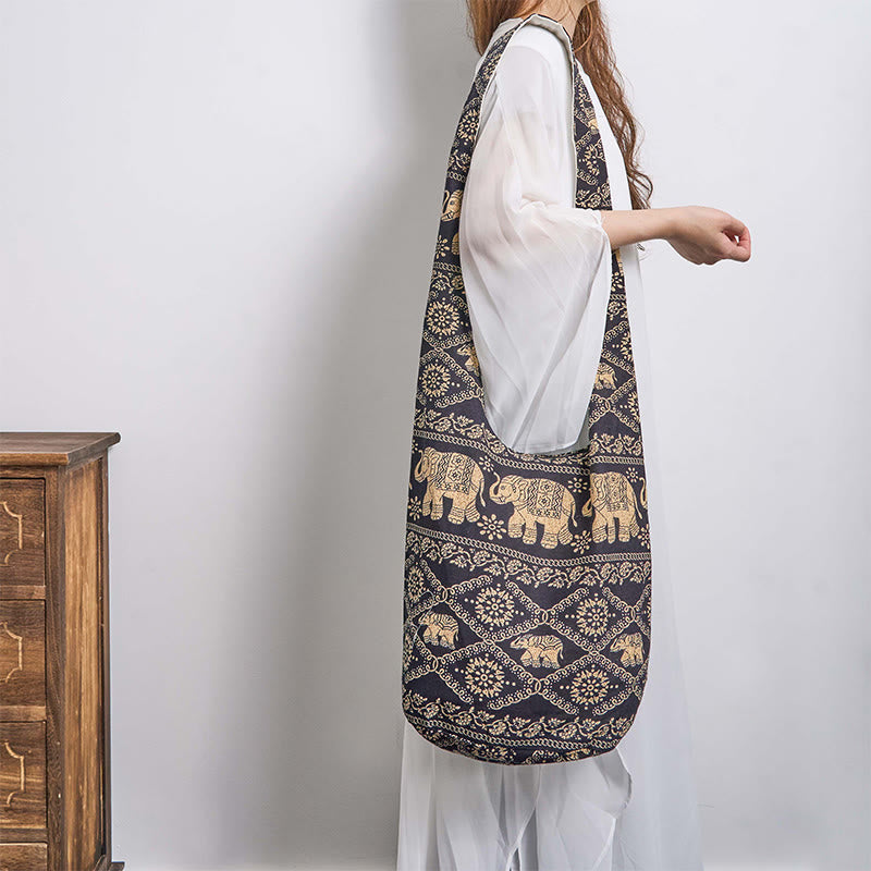 Torebka na ramię z bawełny Buddha Stones Elephant Stripes Crossbody