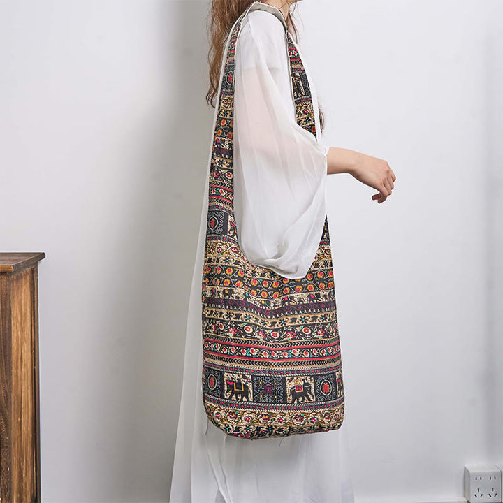 Torebka na ramię z bawełny Buddha Stones Elephant Stripes Crossbody