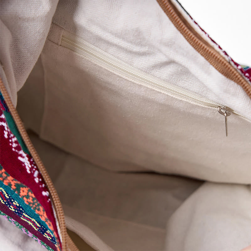 Buddha Stones Kolorowe Geometryczne Paski Wzór Bawełniana Torba Crossbody Torba Na Ramię