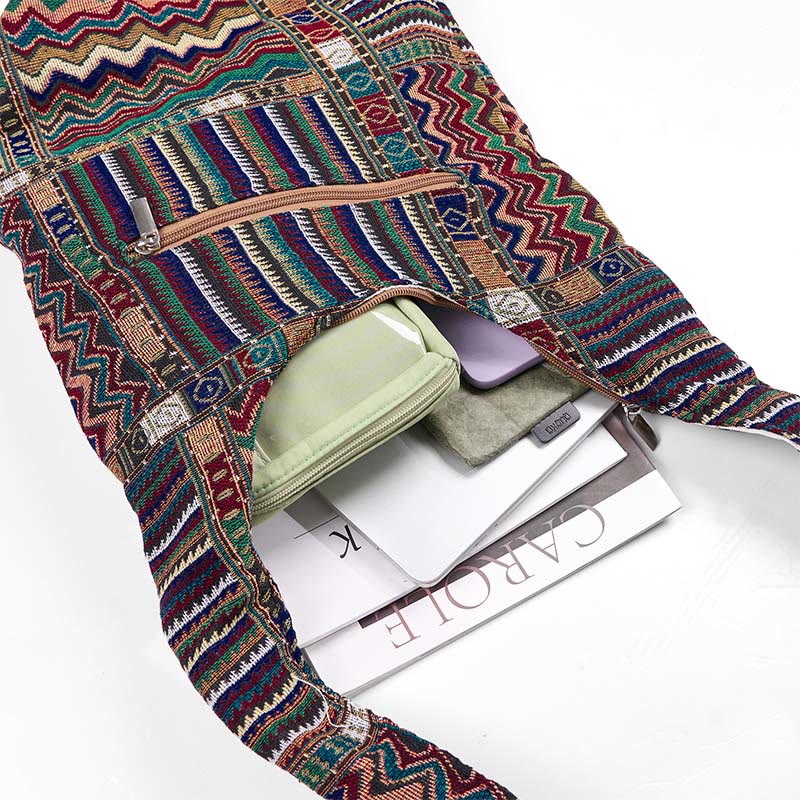 Buddha Stones Zielono-brązowe fale Wzór Bawełniana Torba Crossbody Torba na Ramię
