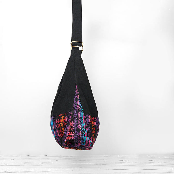 Buddha Stones Czarny Czerwony Różowy Wzór Geometryczny Bawełniana Torba Crossbody Torba Na Ramię