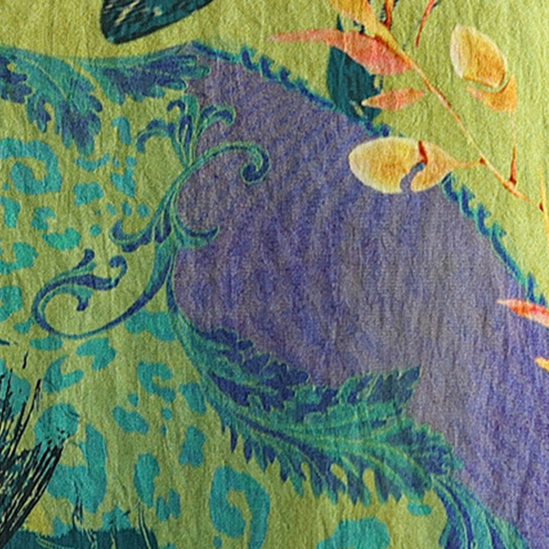 Buddha Stones Żółte Zielone Kwiaty T-shirt z lnianym rękawem o długości trzech czwartych - image 8