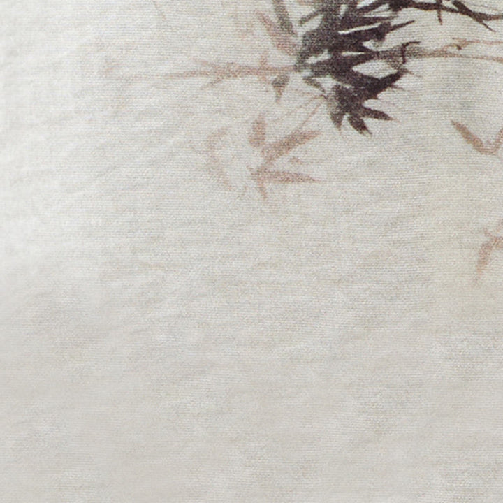 Koszula z nadrukiem liści bambusa Buddha Stones z dekoltem w serek, sznurowana, z żabim guzikiem - image 13