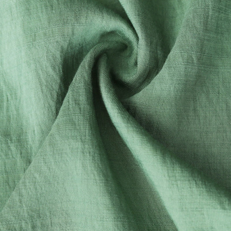 Buddha Stones Mały Kwiatowy Haft Koszulka Z Dekoltem W Serek Pół Rękawa Bawełna Lniana T-shirt Tee - image 10