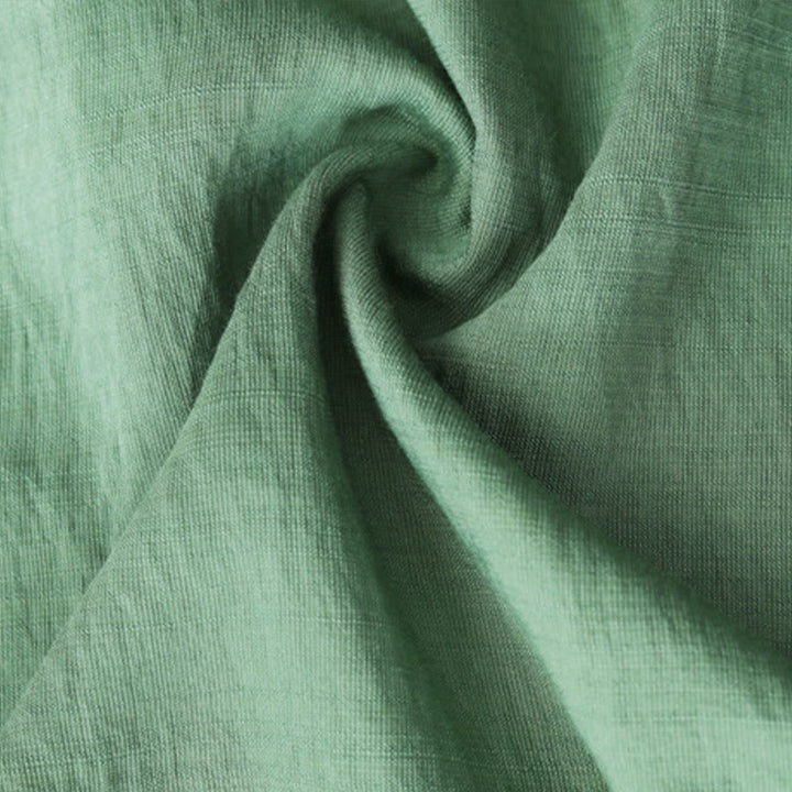 Buddha Stones Mały Kwiatowy Haft Koszulka Z Dekoltem W Serek Pół Rękawa Bawełna Lniana T-shirt Tee - image 10