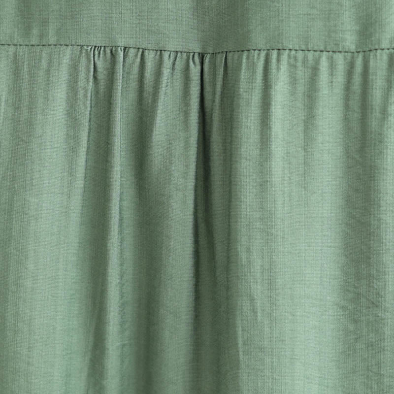 Buddha Stones Mały Kwiatowy Haft Koszulka Z Dekoltem W Serek Pół Rękawa Bawełna Lniana T-shirt Tee - image 7