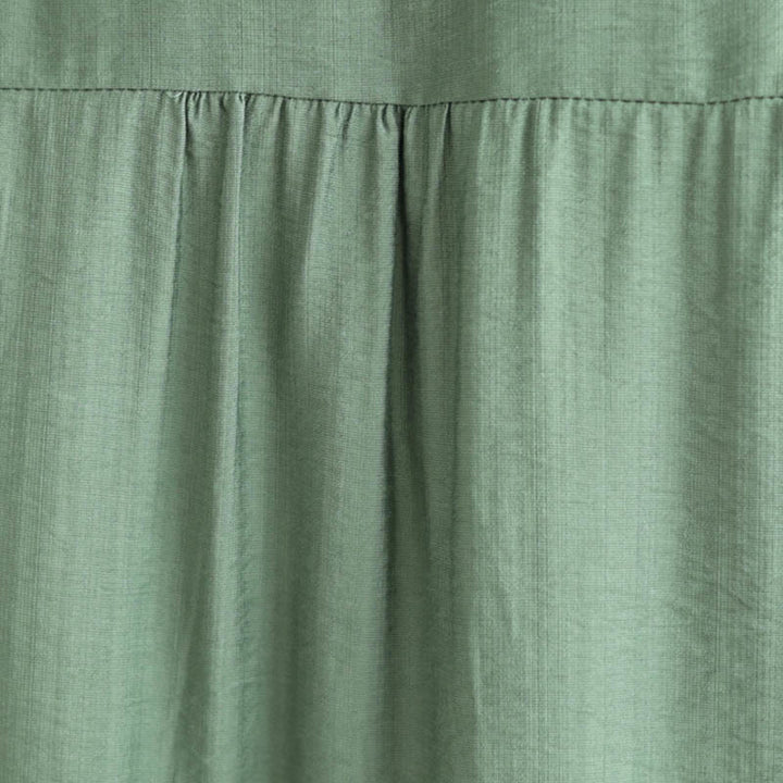 Buddha Stones Mały Kwiatowy Haft Koszulka Z Dekoltem W Serek Pół Rękawa Bawełna Lniana T-shirt Tee - image 7