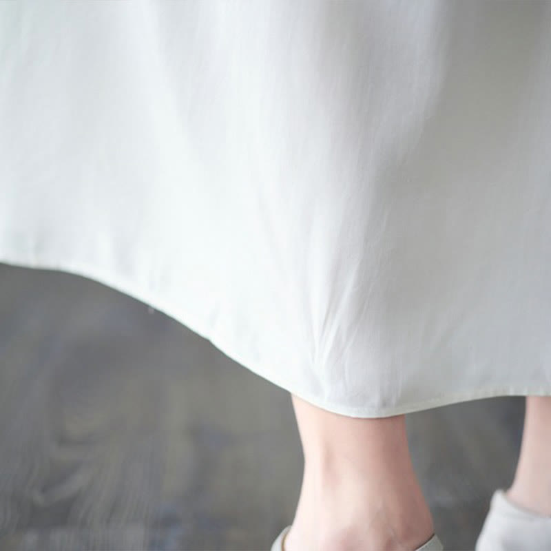 Sukienka midi z haftowanymi Buddha Stones , falbaniastym brzegiem i kieszeniami - image 10