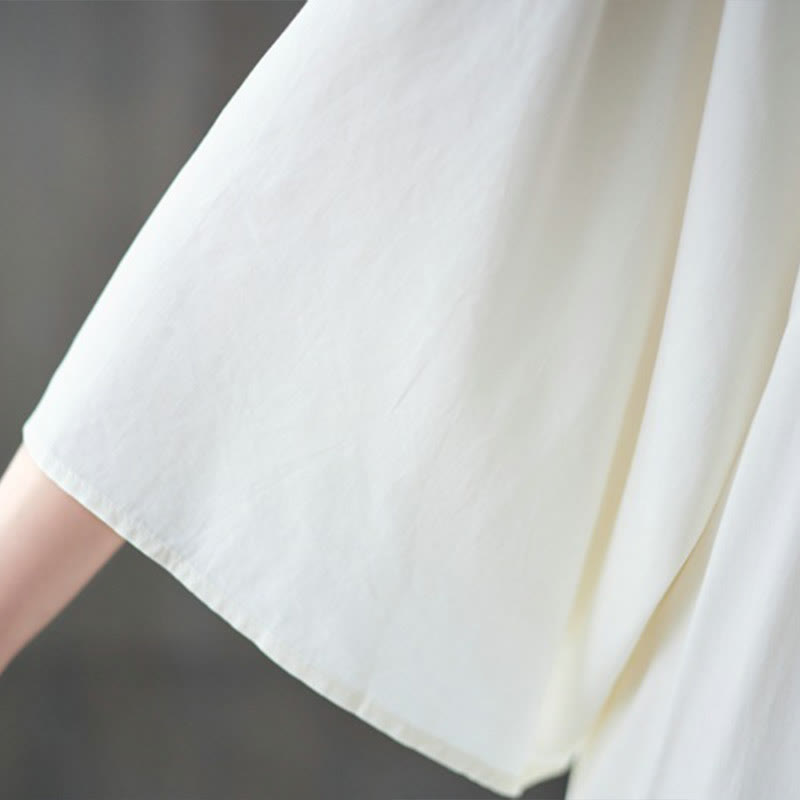 Sukienka midi z haftowanymi Buddha Stones , falbaniastym brzegiem i kieszeniami - image 8