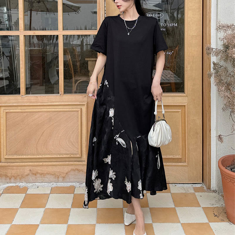 Sukienka midi z krótkim rękawem i żakardowym T-shirtem z Buddha Stones w kwiaty - image 6