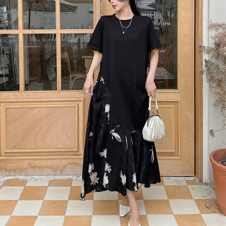 Sukienka midi z krótkim rękawem i żakardowym T-shirtem z Buddha Stones w kwiaty - image 6