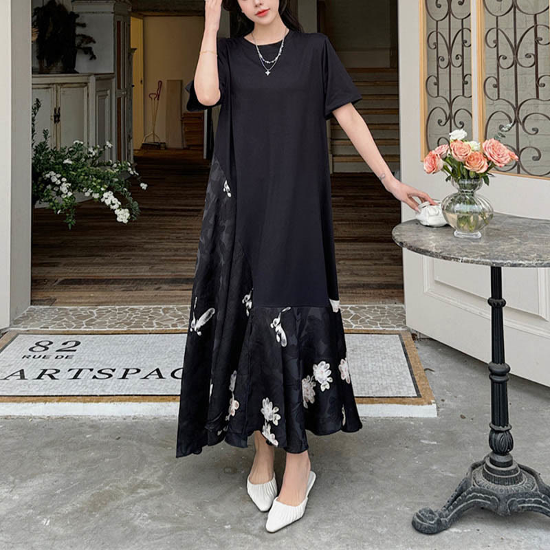 Sukienka midi z krótkim rękawem i żakardowym T-shirtem z Buddha Stones w kwiaty - image 7