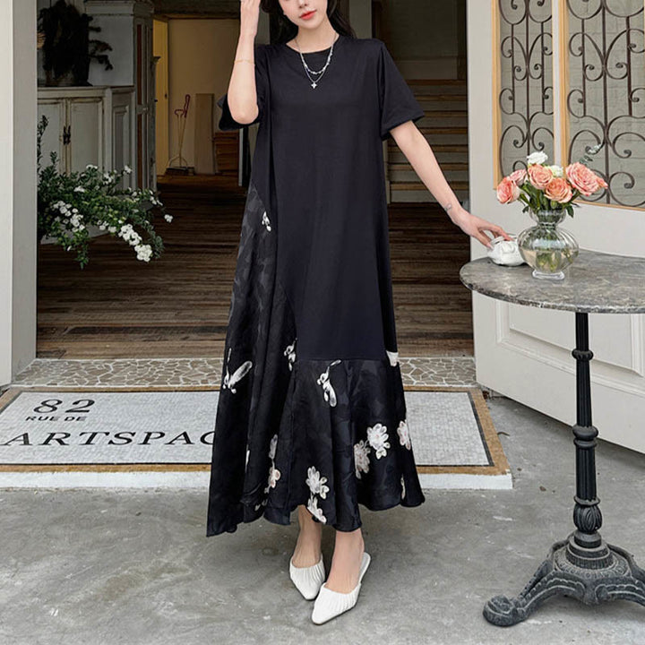 Sukienka midi z krótkim rękawem i żakardowym T-shirtem z Buddha Stones w kwiaty - image 7