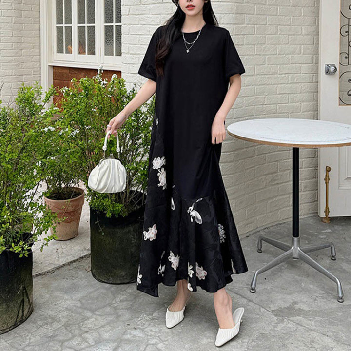 Sukienka midi z krótkim rękawem i żakardowym T-shirtem z Buddha Stones w kwiaty - image 10