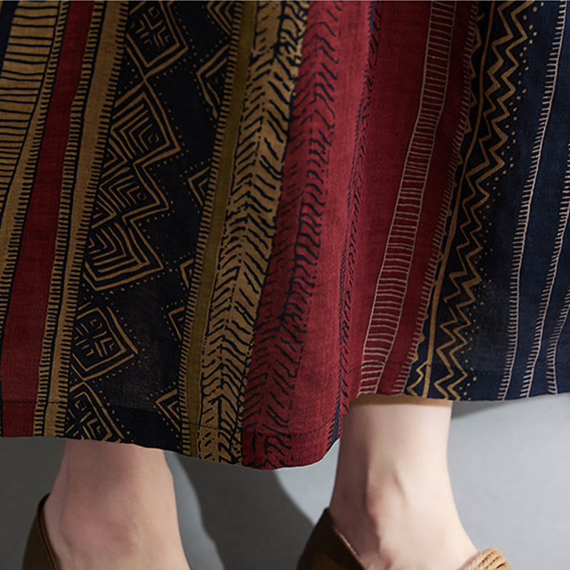 Sukienka midi z krótkim rękawem i kieszeniami w stylu Buddha Stones i geometrią - image 8