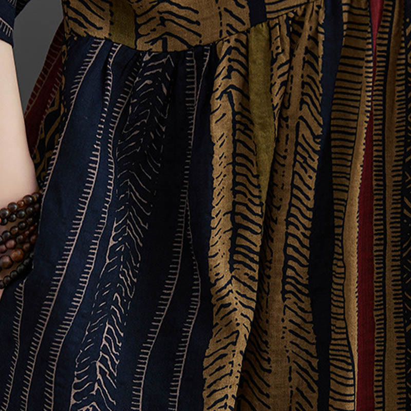 Sukienka midi z krótkim rękawem i kieszeniami w stylu Buddha Stones i geometrią - image 7