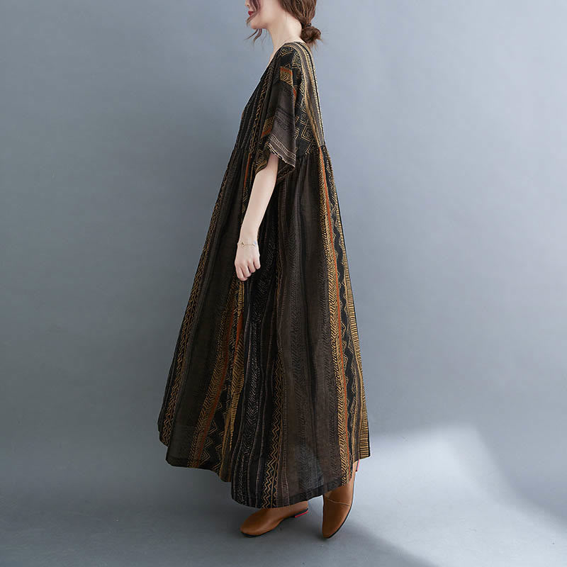 Sukienka midi z krótkim rękawem i kieszeniami w stylu Buddha Stones i geometrią - image 20