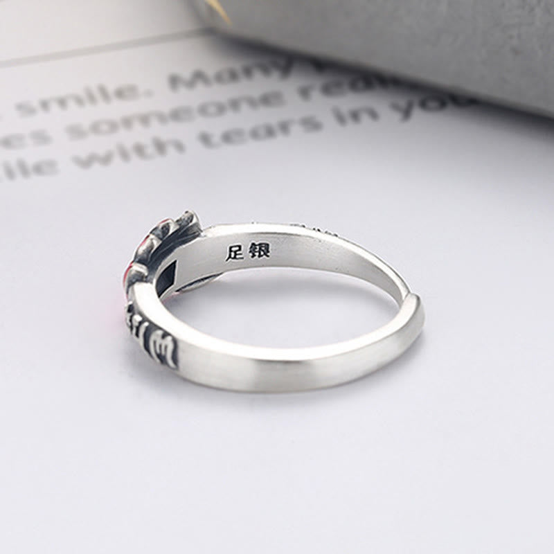 Pierścionek z Buddha Stones ze srebra próby 925 Om Mani Padme Hum Lotus Relief Peace - image 10