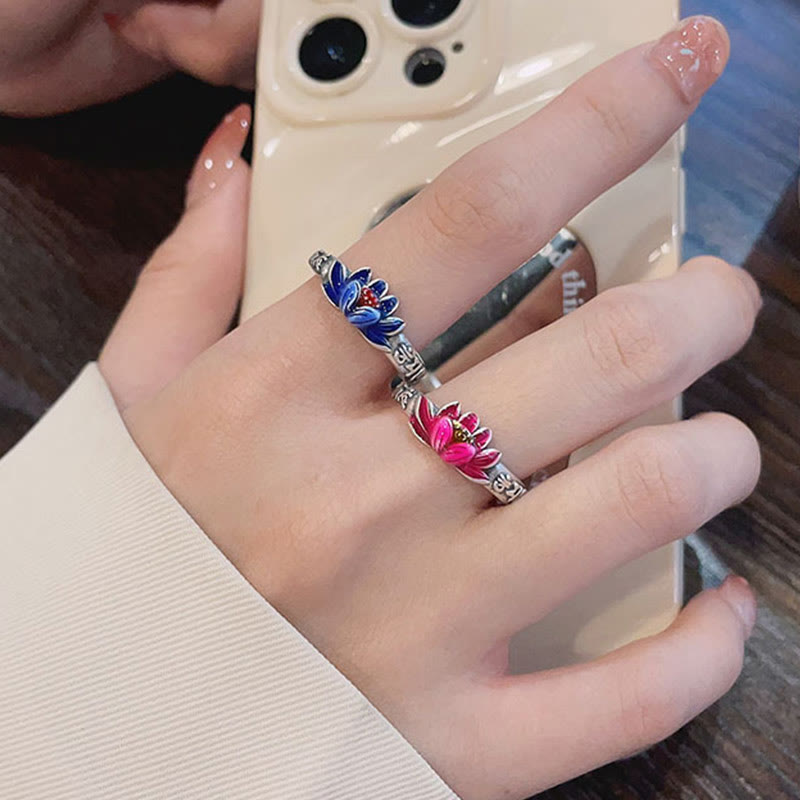 Pierścionek z Buddha Stones ze srebra próby 925 Om Mani Padme Hum Lotus Relief Peace - image 12