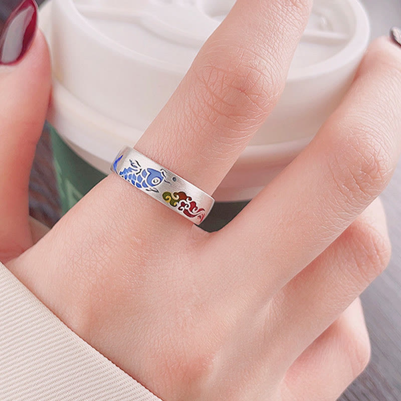 Buddha Stones 925 ze srebra próby 925, szczęśliwa ryba Koi, pomyślne chmury, bogactwo - image 3