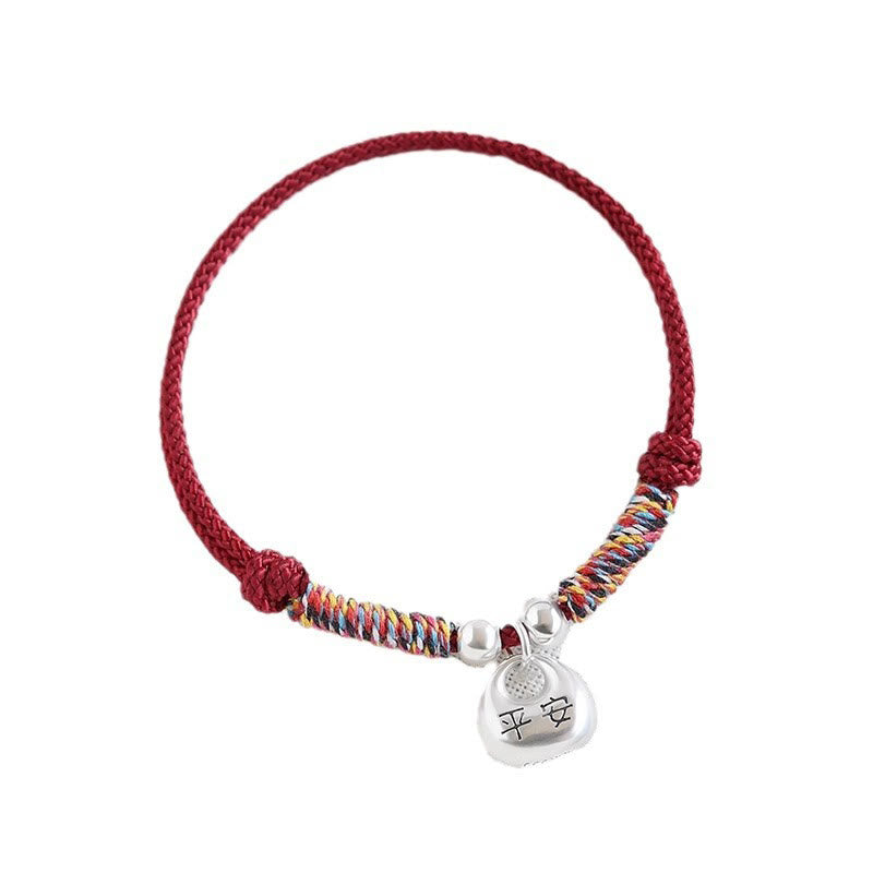 Bransoletka pleciona z Buddha Stones wykonana ręcznie ze srebra próby 925 Fu Character Safe And Well Luck - image 12