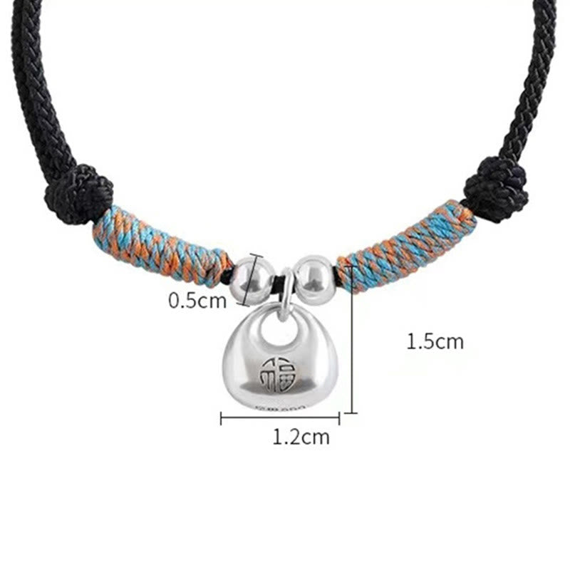 Bransoletka pleciona z Buddha Stones wykonana ręcznie ze srebra próby 925 Fu Character Safe And Well Luck - image 3