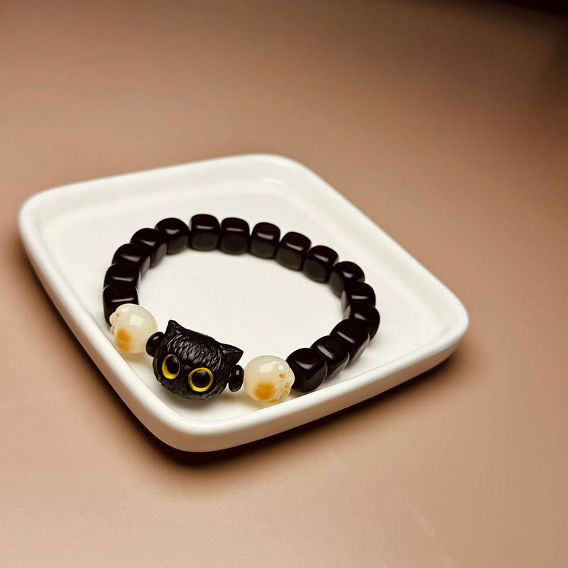 Buddha Stones Hebanowe Słodki Kot Bodhi Nasiona Łapa Pazur Bransoletka Pokoju - image 7