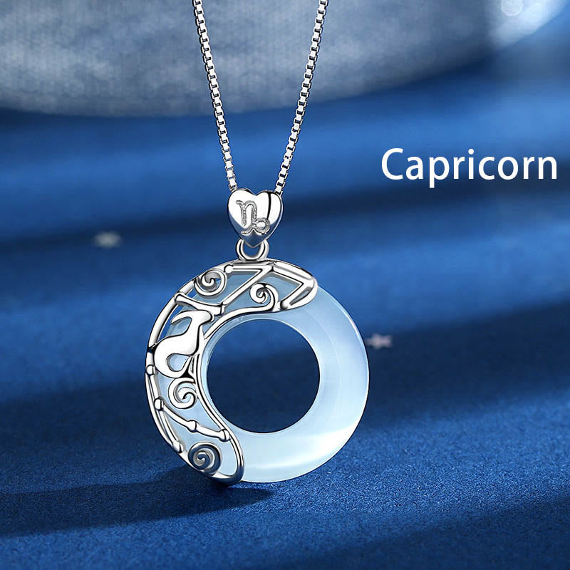 Buddha Stones 925 Srebro Sterling 12 Konstelacji Zodiaku Kocie Oko Miłość Wsparcie Naszyjnik Wisiorek