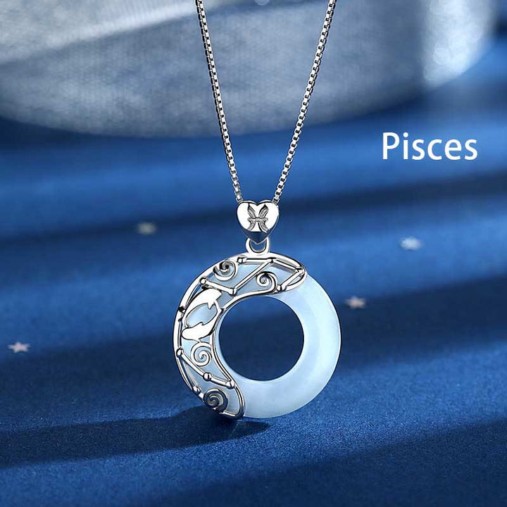 Buddha Stones 925 Srebro Sterling 12 Konstelacji Zodiaku Kocie Oko Miłość Wsparcie Naszyjnik Wisiorek