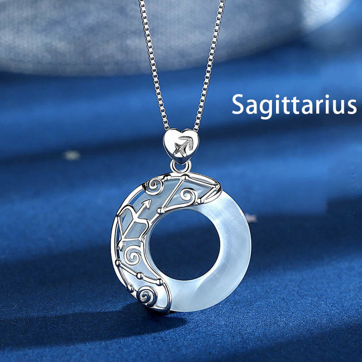 Buddha Stones 925 Srebro Sterling 12 Konstelacji Zodiaku Kocie Oko Miłość Wsparcie Naszyjnik Wisiorek