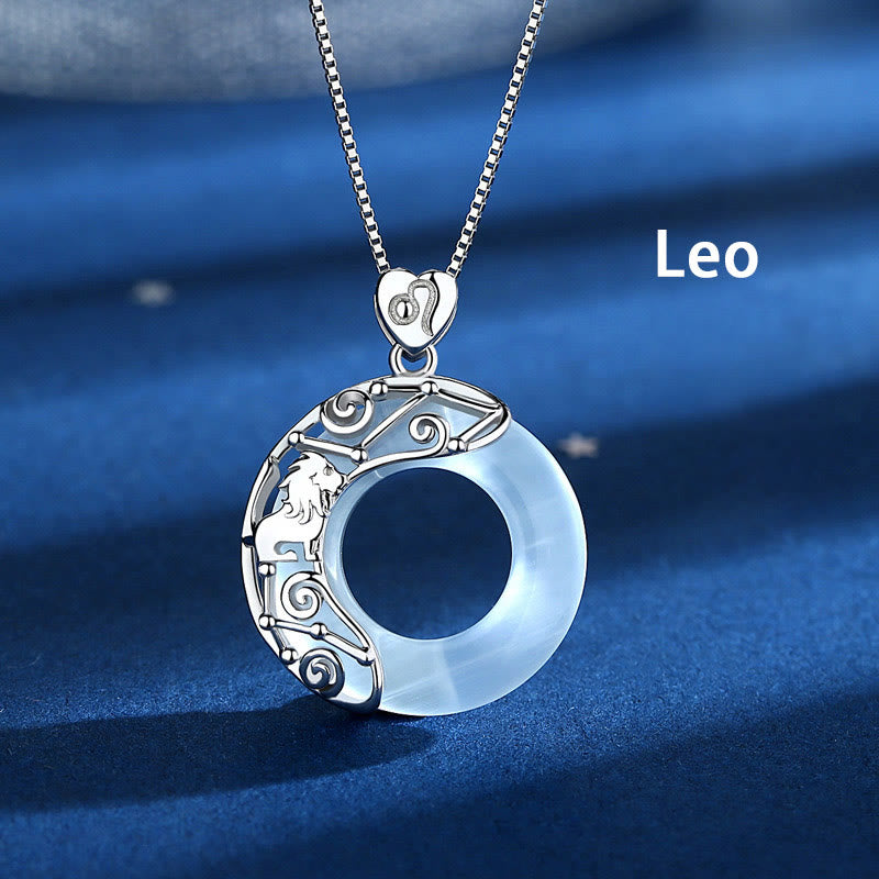 Buddha Stones 925 Srebro Sterling 12 Konstelacji Zodiaku Kocie Oko Miłość Wsparcie Naszyjnik Wisiorek