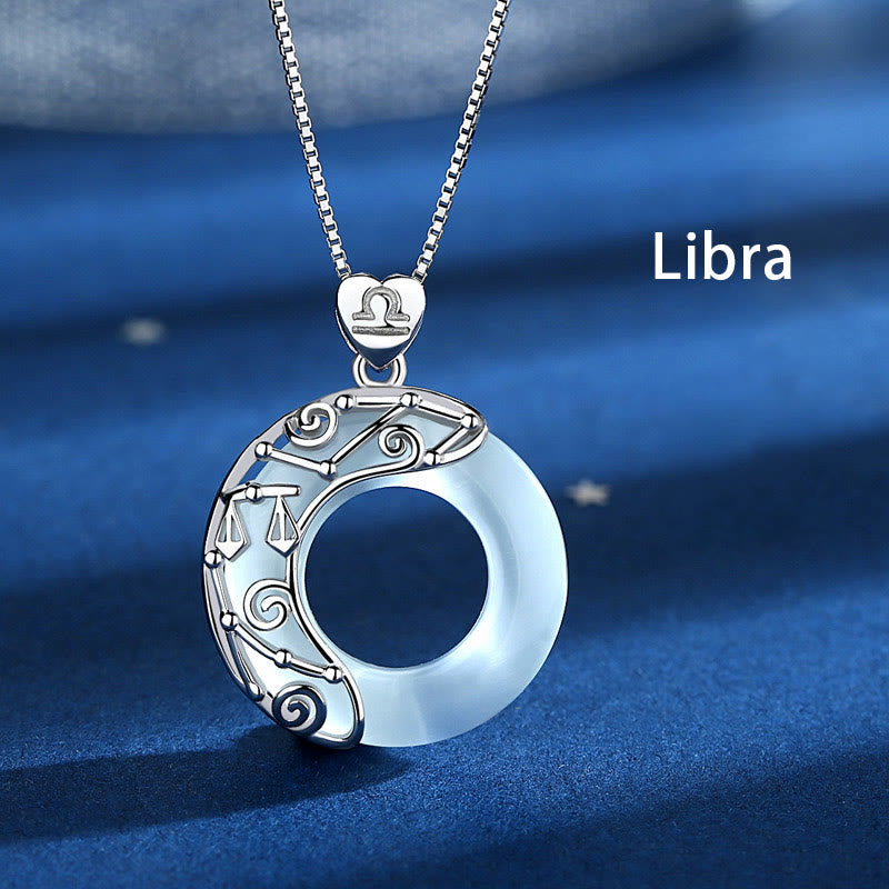 Buddha Stones 925 Srebro Sterling 12 Konstelacji Zodiaku Kocie Oko Miłość Wsparcie Naszyjnik Wisiorek