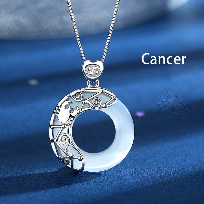 Buddha Stones 925 Srebro Sterling 12 Konstelacji Zodiaku Kocie Oko Miłość Wsparcie Naszyjnik Wisiorek