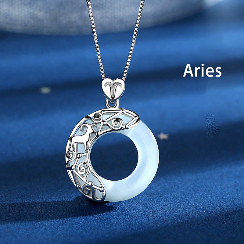 Buddha Stones 925 Srebro Sterling 12 Konstelacji Zodiaku Kocie Oko Miłość Wsparcie Naszyjnik Wisiorek