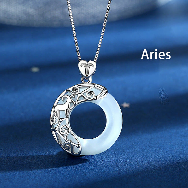 Buddha Stones 925 Srebro Sterling 12 Konstelacji Zodiaku Kocie Oko Miłość Wsparcie Naszyjnik Wisiorek