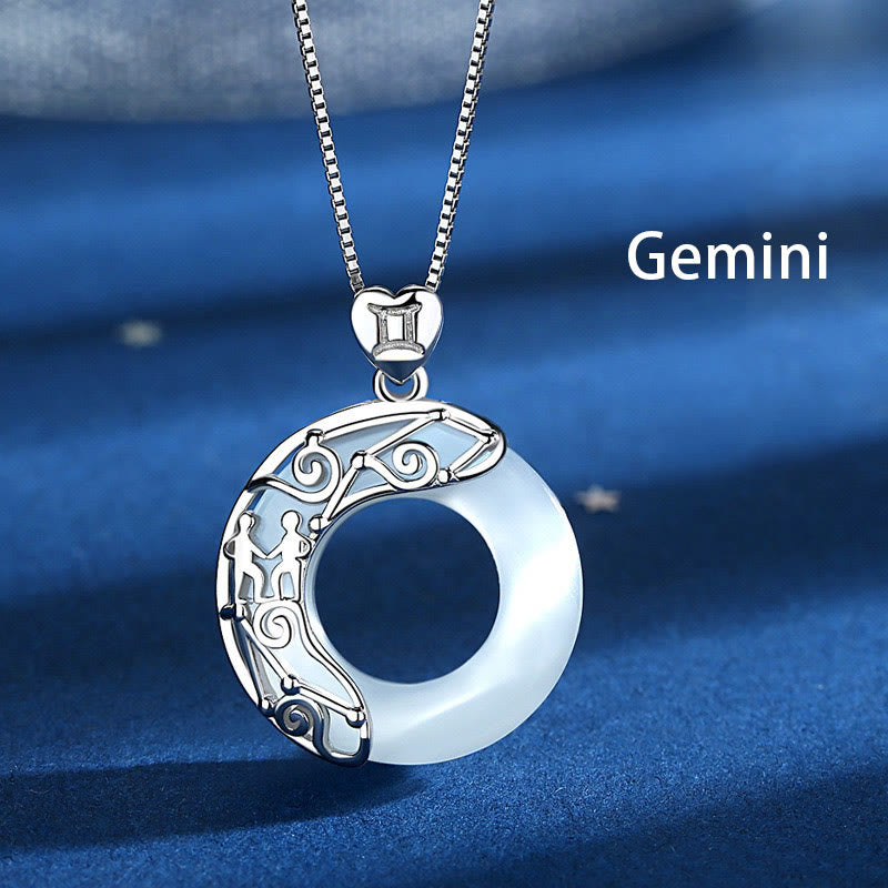 Buddha Stones 925 Srebro Sterling 12 Konstelacji Zodiaku Kocie Oko Miłość Wsparcie Naszyjnik Wisiorek