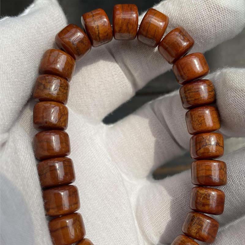 Buddha Stones Tybetańskie Koraliki Kościane Trójoczne Koraliki Dzi Rogi Owcze Czerwony Agat Bransoletka Siłowa