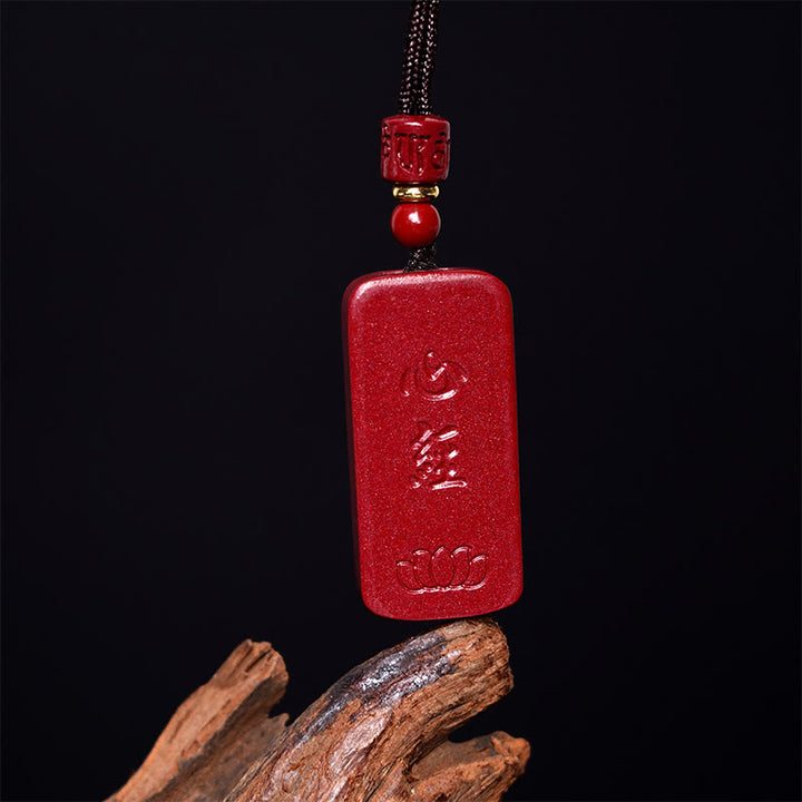 Buddha Stones Cynobrowy Lotos Serce Sutra Grawerowany Błogosławieństwo Naszyjnik Wisiorek - image 12