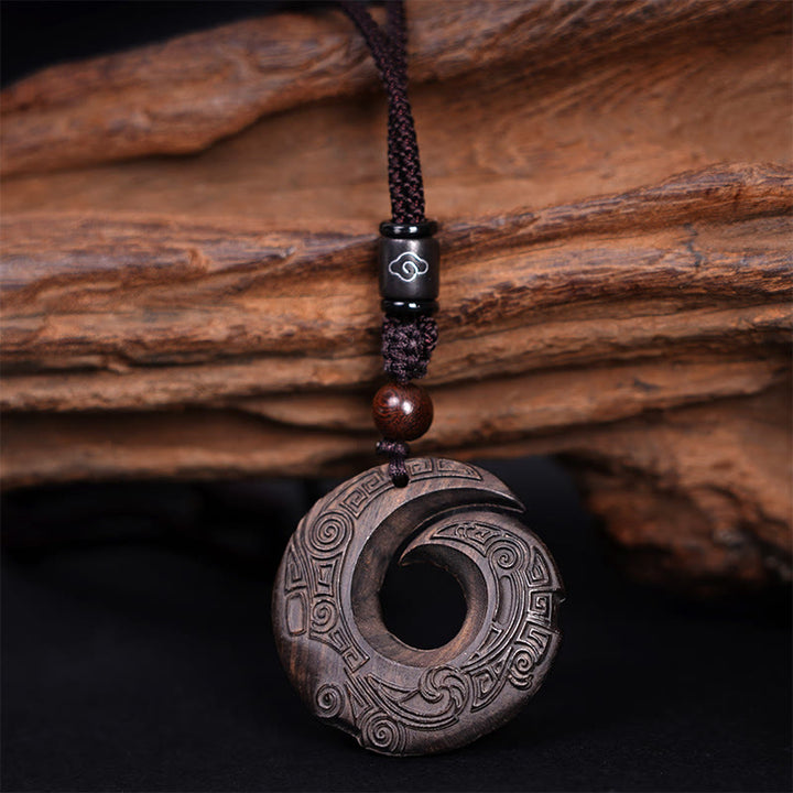 Buddha Stones Drewno Hebanowe Drzewo Sandałowe Szczęście Poprawia Wzór Projektu Naszyjnik Wisiorek Pokoju